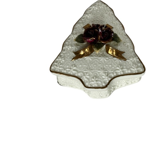 Tree Shaped Decorative Box with Gold Accents, Keepsake, Christmas - Picture 7 of 13